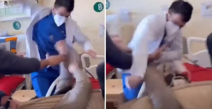 Doktordan boş yatağa uzanan hastaya feci dayak